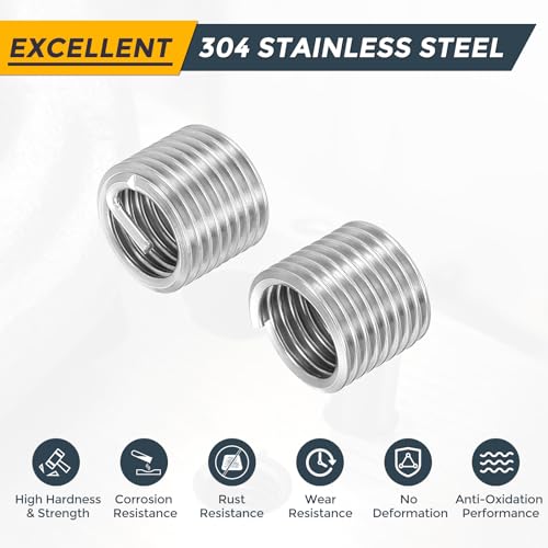 HARFINGTON 20pcs Wire Thread Repair Inserts M14 x 2 x 1.5D (21mm) Metric 304H Stainless Steel Helical Coiled Wire Screw Threaded Sleeve Sheath for Automotive Repairs - size: M14 x 2 x 1.5D