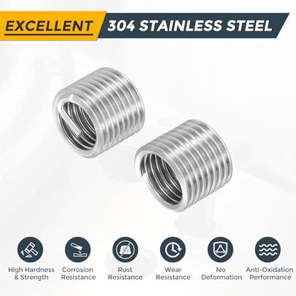 HARFINGTON 20pcs Wire Thread Repair Inserts M14 x 2 x 1.5D (21mm) Metric 304H Stainless Steel Helical Coiled Wire Screw Threaded Sleeve Sheath for Automotive Repairs - size: M14 x 2 x 1.5D