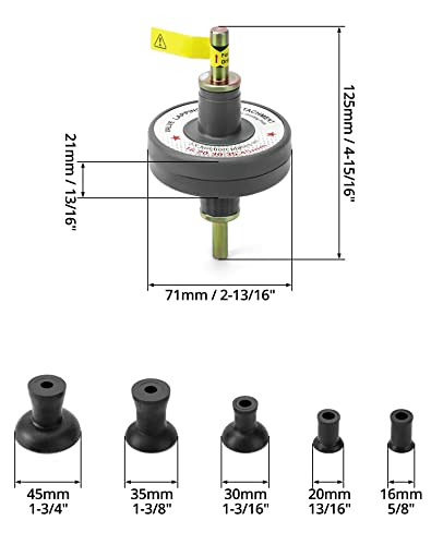QWORK Valve Lapping Tool Kit, Universal Valve Lapping Attachment Tool for Grinding Small Engine, 5 Suction Plates, 1000rpm to 1250rpm
