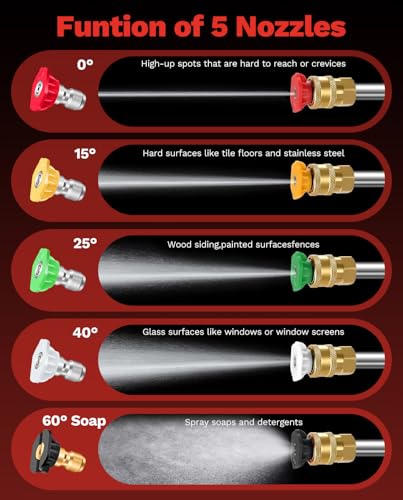 Sakertool Foam Cannon Dual Connector Accessory for Pressure Washer Kit,Car Wash Foam Gun - Power Washer Accessories Gun with Foam Cannon Dual Connector for cleaning - 5 Power Washer Sprayer Nozzles