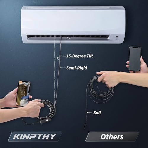 Endoscope Camera with Light,1920P HD Borescope Tools with 8 Adjustable LED Lights, Endoscope with Semi-Rigid Snake Camera, IP67 Waterproof Inspection Borescope for iOS and Android-16.4ft Dual-Lens - size: 16.4ft, style: Dual-Lens