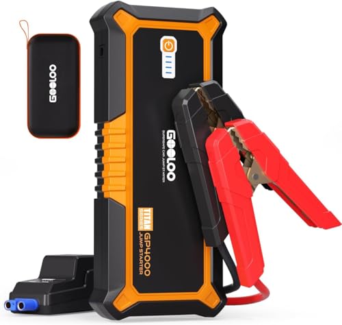 GOOLOO 4000A Peak Car Jump Starter 12V Auto Battery Booster SuperSafe Lithium Jump Box for All Gas, Up to 10.0L Diesel Engine, Portable Power Pack with USB Quick Charge and Type C Port, Orange - color: orange