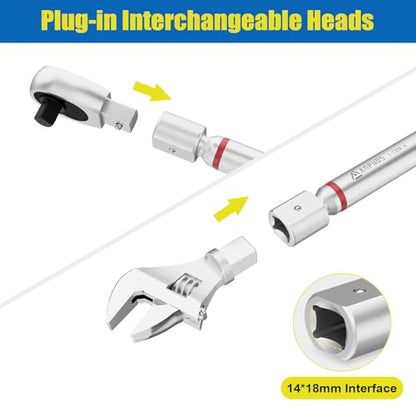 ANPUDS Adjustable Digital Torque Wrench, 1.5-99.6 Ft.lb, ±1% Accuracy | 2-135Nm, 45mm Jaw & 1/2" Ratchet, 14×18mm Open End, Vibration, Buzzer, LED Indicator for HVAC, Split AC, Motorcycle, Plumbing - size: 1.5-99.6 Ft.lb/2-135 Nm(14×18mm)