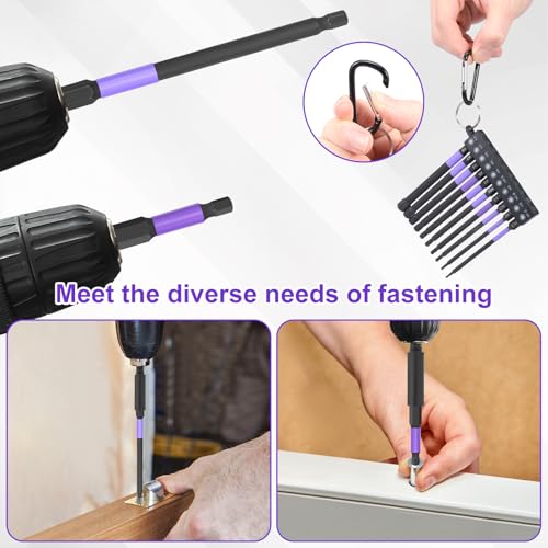 40Pcs Allen Wrench Drill Bits Set,Metric & SAE Hex Key Impact Driver Bits,S2 Steel Magnetic 1/4" Hex Shank with Extension Bar,Long Reach Screwdriver Bits Set for Power Tools Includes 2" & 4"Lengths - color: Purple+orange