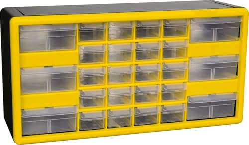 Akro-Mils 26-Drawer Plastic Drawer Storage Cabinet for Garage Organization, Bead Organizer, Building Bricks Storage, Teacher Toolbox, Makeup Organizer, 20" W x 6" D x 10" H, 10126 Yellow - color: Yellow, size: 26 Drawer, style: 1 Pack