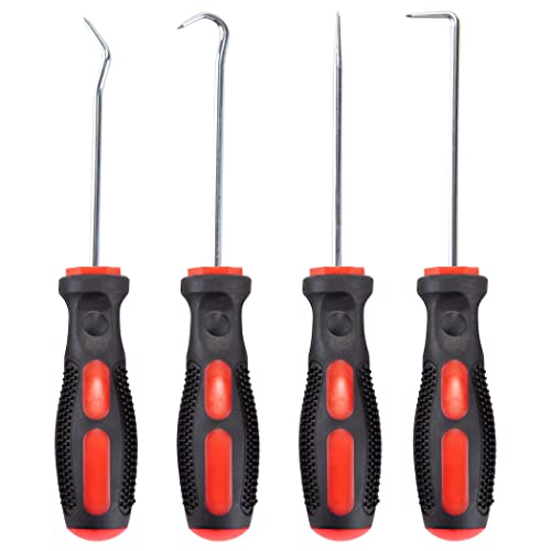 CARTMAN Precision 4 Piece Pick and Hook Set, Car Auto Oil Seal, O-Ring Seal Gasket, Pick Hook Puller Remover