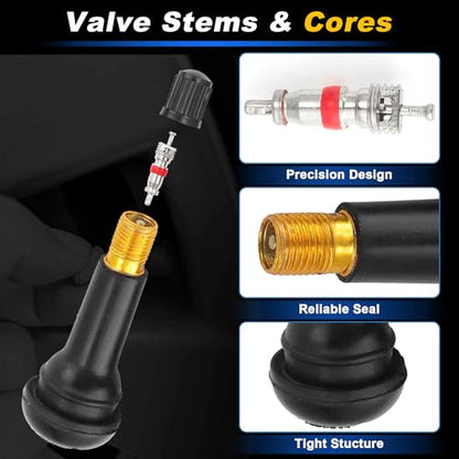 27PCS Quick Tire Valve Change Tool Kit, Tire Valve Stem Core Removal Replacement Tool for Cars Motorcycles Lawn Mowers ATVs Trucks Etc, with 4-Way Valve Tool, 5x TR413, 5x TR414 - size: Set A