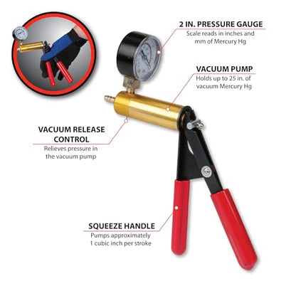 Performance Tool W87031 Vacuum Pump Kit For Vacuum and Pressure Tests, Perform Engine Performance Diagnostics, Brake Bleeding, Fluid Transfer and Evacuation - style: Vacuum Pump Kit (Tool Only)