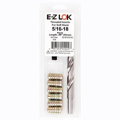 E-Z Hex Thread Repair Kit for Soft Wood Flush Threaded Inserts 5/16-18 x 25mm, Drill, Installation Tool - size: M8-1.25 x 25mm, style: Flush
