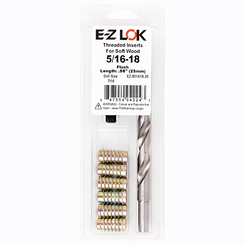 E-Z Hex Thread Repair Kit for Soft Wood Flush Threaded Inserts 5/16-18 x 25mm, Drill, Installation Tool - size: M8-1.25 x 25mm, style: Flush