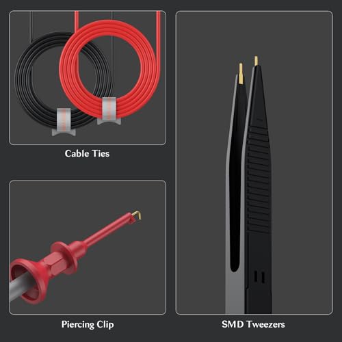 Multimeter Test Leads Kit, 25-Piece Electrical Test Leads Set with Flexible Silicone Wires, Replaceable Multimeter Probes, Large & Small Alligator Clips – Ideal for Engineers & Electricians - size: 25PCS