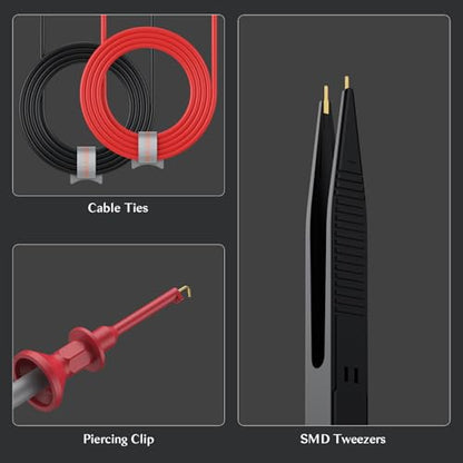 Multimeter Test Leads Kit, 25-Piece Electrical Test Leads Set with Flexible Silicone Wires, Replaceable Multimeter Probes, Large & Small Alligator Clips – Ideal for Engineers & Electricians - size: 25PCS