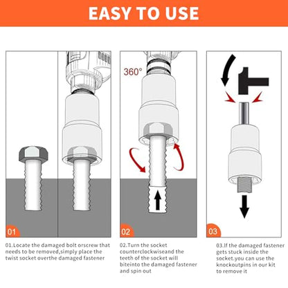 6 PCS Lug Nut Removal Tool, Drive Lug Nut Remover Socket Tool for Damaged, Frozen, Studs, Rusted, Rounded-Off Bolts & Nuts Screws（22mm,24mm,25mm,27mm） - style: 22mm,24mm,25mm,27mm