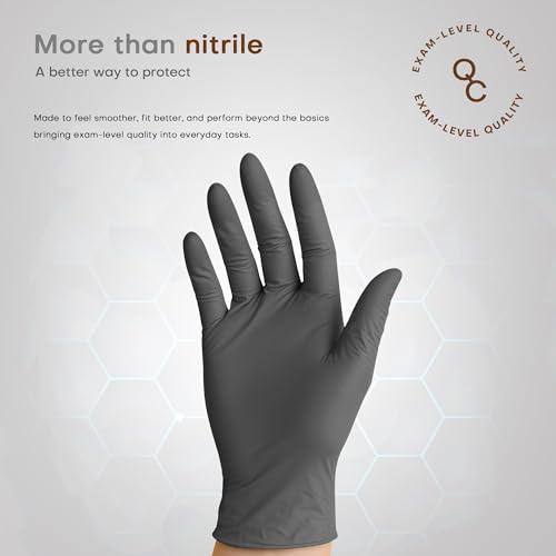 SUP MED+ Black Nitrile Exam Gloves, 5 Mil Disposable Gloves Latex & Powder-Free Medical Food Safe Cooking Glove, 75 or 750 Ct - color: Large (Black 1000)