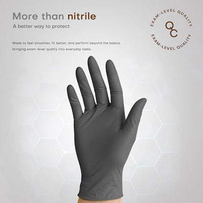 SUP MED+ Black Nitrile Exam Gloves, 5 Mil Disposable Gloves Latex & Powder-Free Medical Food Safe Cooking Glove, 75 or 750 Ct - color: Large (Black 1000)