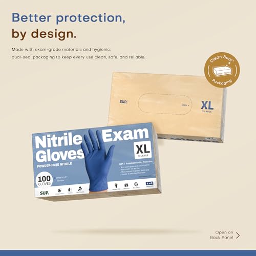 SUP Powder-Free Nitrile Exam Gloves, Food Safe Latex-Free Medical Non-Sterile Cooking Disposable Glove, Blue 100/1000 Count - color: X-large (Med Blue 1000)