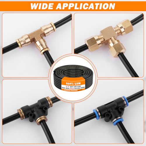 CheeMuii 50 FT 1/2" DOT Air Line PA12 Nylon 1/2 Pneumatic Tubing SAE J844 DOT Air Hose 15 Meter 1/2 Inch OD Pneumatic Air Tubing Pipe Hose Line - size: 1/2"OD-50FT-Single Layer