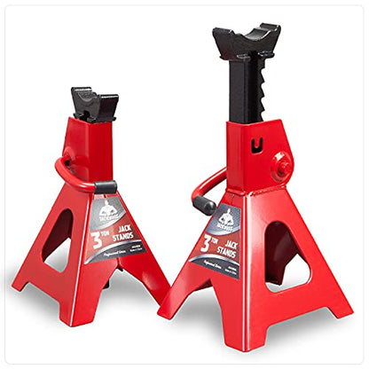 Jack Boss Jack Stands 3 Ton (6,000 LBs) Car Jack Stand Adjustable Lifting for Automotive Small SUV, Red, 2 Pack - style: 3T standard