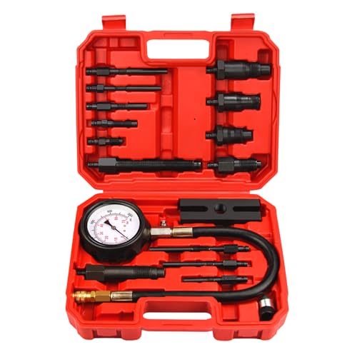 Diesel Engine Compression Tester Kit with 0-1000 psi Gauge and Adapters Cylinder Pressure Test Tool Kit Diesel Injector Tester Check Cylinders in Diesel Car & Truck