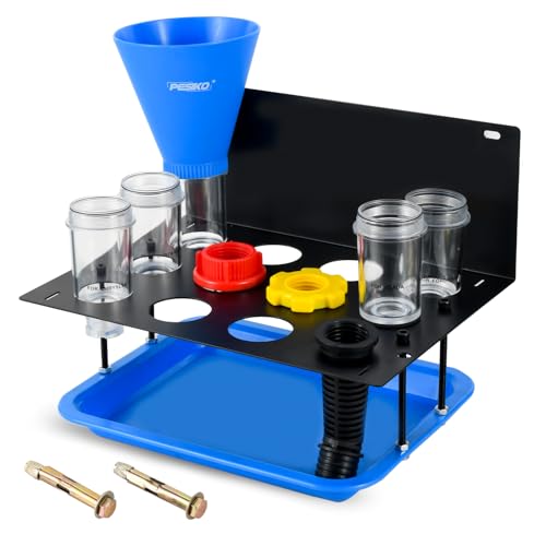Engine Oil Funnel Kit, Oil Change Funnel Kit for Most Vehicle | Spill-free Hand-free, Metal Storage Shelf, Fast & Easy Oil Change, with Toyota, GM, Honda, Subaru, Ford, Jeep and European