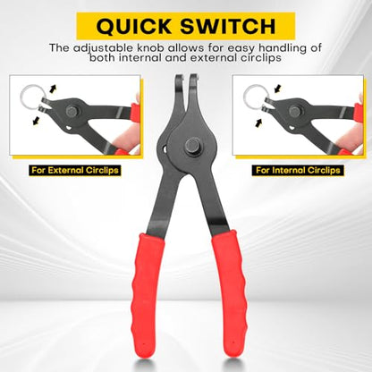 11PCS Snap Ring Plier Set | Internal & External Circlip Removal Tools with Bent & Straight Pliers Hook Pick, for Automotive, Motorcycles, Lawn Mowers, Durable Circlip Pliers (Red) - color: Red