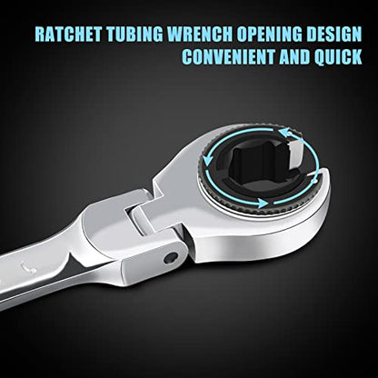 LOSCHEN1PCS 8mm Open Flex-Head Ratcheting Wrench, Metric Ratcheting Spanner with 84 Teeth, Chrome Vanadium Steel Tubing Ratchet Spanner - size: 8mm