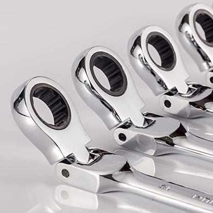 Qnkaa Flexible Ratchet Wrench Set 12pcs 8-19mm Spanner Gear Ring Ratcheting Combination Flexi Wrench Kit Metric Flex Head - size: 12-Piece Metric Set