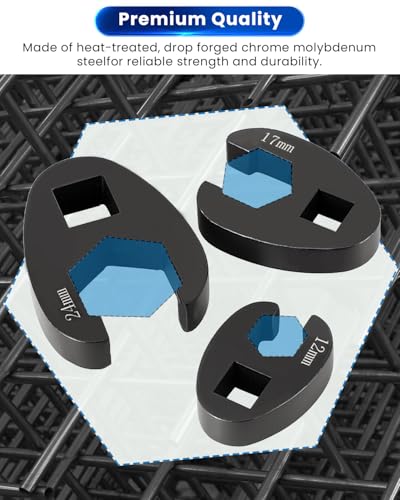 ATPEAM Crowfoot Wrench Set for 8mm to 24 mm Flare Nuts 15PCS Metric Crows Foot Wrench Kit Nut Removal Crowfoot Flare Nut Tool set