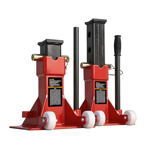Jack Boss Heavy Duty 22 Ton (44,000 lbs) Jack Stands with Large Base and Strong Lock,Professional Pin Style Car Stands,Easily Moveable Car Lift Stands for Truck,SUV Pick Up, Red - size: 22 Ton Wheeled