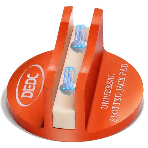 DEDC Universal Aluminum Grooved Magnetic Jack Pad, Jacking Puck Pinch Weld Frame Rail Adapter, Oil Change Mush Haves, Change Tire Repair Tires Oil Must Have, for Car SUV Truck Pickup Sedan MPV Wagon - color: Orange 1 Pc