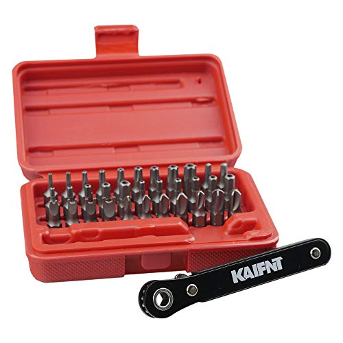 K401 Tamper-Proof Security Bit Set with Mini Ratchet Wrench, 1/4-Inch Drive, 34-Piece - size: Tamper-proof Hole