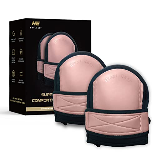 Super Soft Leather Knee Pads for Work with Non-Slip Strap, Shorts Available, Replaceable Inner Cushion for Construction, Garden, Clean, Floor, and Garage, Pink for Woman - color: Pink upgrade leather
