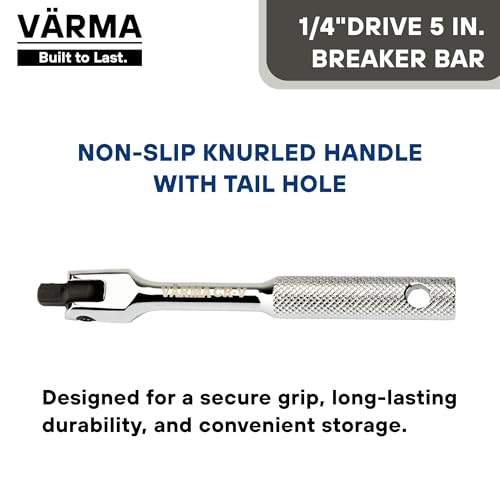 1/4-Inch Drive 5-Inch Flex Head Breaker Bar – Compact Power Knuckle Bar with Pivot Handle for Mechanics, DIY, and Home Repairs - size: 1/4" Drive x 5"