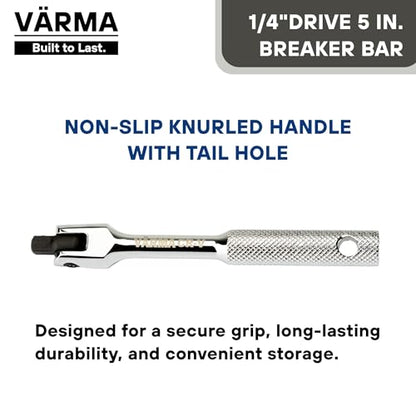1/4-Inch Drive 5-Inch Flex Head Breaker Bar – Compact Power Knuckle Bar with Pivot Handle for Mechanics, DIY, and Home Repairs - size: 1/4" Drive x 5"