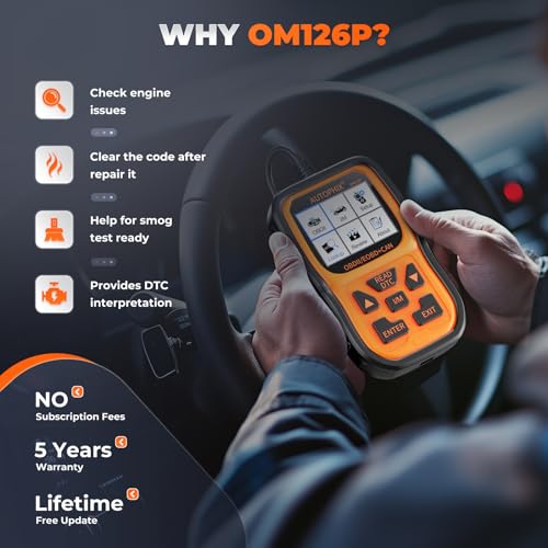 AUTOPHIX OM126P OBD2 Scanner, Check Engine Light Code Reader, Car Code Scanner for Automotive Diagnostic, Read & Clear Fault Code, Pass Smog Test, Live Data, for All US Cars After 1996 - color: Orange