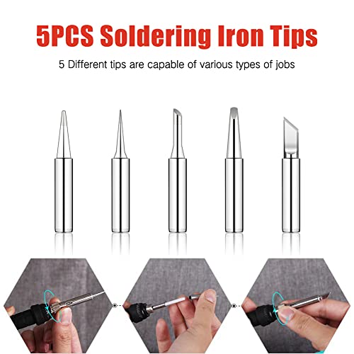 Electronic Soldering Iron Kit, 120W Digital Soldering Gun Tools, Portable Easy-play Solder Kit with 5pcs Extra Tips, 50g Solder Wire, Heavy Duty Holder, Cleaning Sponge, Solder Paste - color: Digital 120w 10-in-1