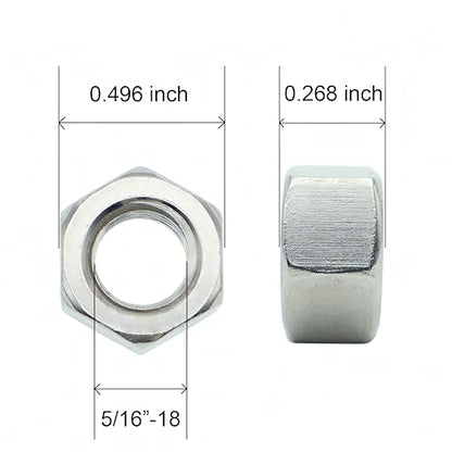 85 Pcs 5/16-18 Hex Nuts, 304 Stainless Steel | Standard Inch Coarse Thread, Hardware Nuts - size: 5/16"-18 (85Pcs)