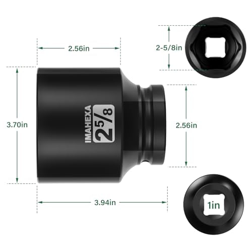 1" Drive Shallow Impact Socket,2-5/8 Inch SAE Jumbo Socket,CR-MO 6 Point for Easy Removal of Large Axle Nut（SAE) - size: 1 Inch Shallow 2-5/8", style: 1"Drive Shallow Impact Socket