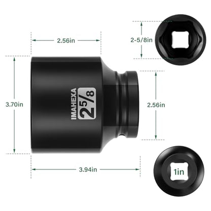 1" Drive Shallow Impact Socket,2-5/8 Inch SAE Jumbo Socket,CR-MO 6 Point for Easy Removal of Large Axle Nut（SAE) - size: 1 Inch Shallow 2-5/8", style: 1"Drive Shallow Impact Socket