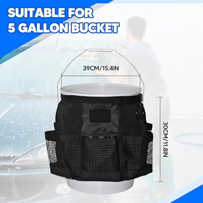 Multi Purpose Car Bucket Wash Tool Organizer Container, Fishing Storage Bag for 5 Gallon Bucket Hiking Camping Cooking Cleaning Garden Fishing Tools Supplier Bag Only