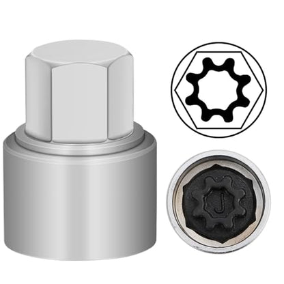 J Wheel Locking Nut Key Compatible with Audi Series, (Socket OD 27mm - ID 25mm), Wheel Lock Nut Socket Adapter, Wheel Anti-Theft Lug Nut Removal Tool, Anti-Theft Screw Remover - size: Socket J