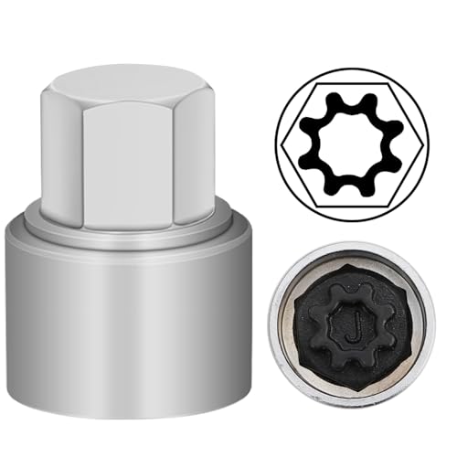 J Wheel Locking Nut Key Compatible with Audi Series, (Socket OD 27mm - ID 25mm), Wheel Lock Nut Socket Adapter, Wheel Anti-Theft Lug Nut Removal Tool, Anti-Theft Screw Remover - size: Socket J