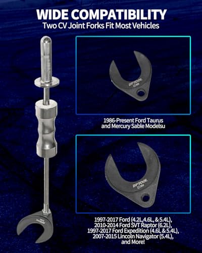 DPTOOL Inner CV Joint Puller Slide Hammer Front Wheel Drive Axle Half Shaft Removal Tool Kit Heavy Duty 10 Pounds Slide Hammer 63mm 48mm CV Joint Fork Adapter Attachments - size: Puller Set
