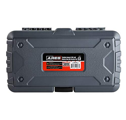 ARES 23021 16-Piece Stubby Impact SAE and Metric Hex Bit Socket Set | Chrome Moly Steel Construction and Manganese Phosphate Coating; Includes Storage Case - size: Stubby SAE and Metric Impact Hex Driver Set