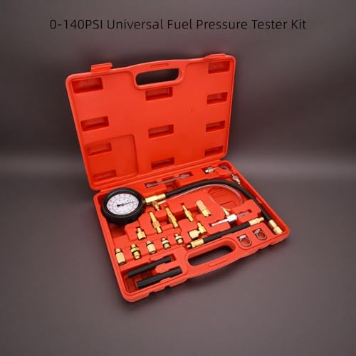 Lucky Seven 0-140PSI Universal Fuel Pressure Tester Kit, Professional Automotive Diagnostic Tool for Car/Truck/Motorcycle, Fuel Injector Pump & Oil System Tester (Gasoline Engine