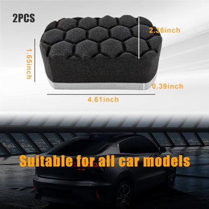 2 PCS Tire Shine Dressing Applicator Pad, Washable Hex Logic Car Detailing Foam Sponge with Easy Grip, Soft Tire Trim Applicator Pad for Car Glass, Porcelain and More (Gray)
