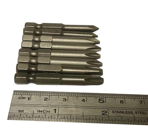 aiyun 12 Piece Slotted Phillips Head Drill Bits, 1/4 Hex Shank Magnetic Screw Driver Bit Set S2 Steel 2 Inch Long Screwdriver Sets (2 Inch)