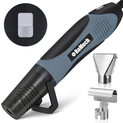 ROMECH 350W Heat Gun with 2 Nozzles, Dual Temp Heat Gun 400°F-660°F, Fast Heat Hot Air Gun with Overload Protection for DIY Craft Embossing Shrink Wrapping (Blue) - color: Blue
