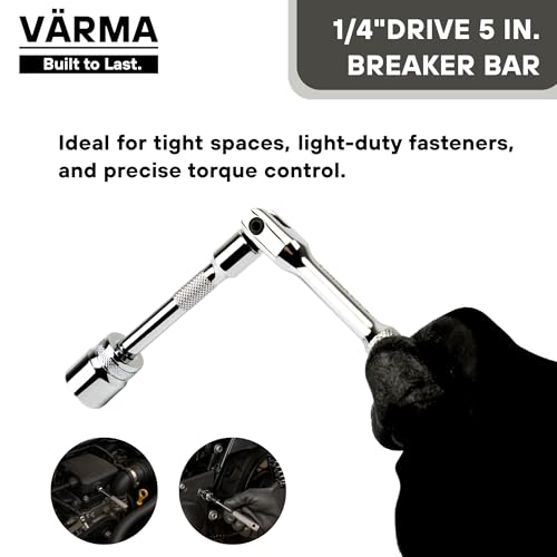 1/4-Inch Drive 5-Inch Flex Head Breaker Bar – Compact Power Knuckle Bar with Pivot Handle for Mechanics, DIY, and Home Repairs - size: 1/4" Drive x 5"