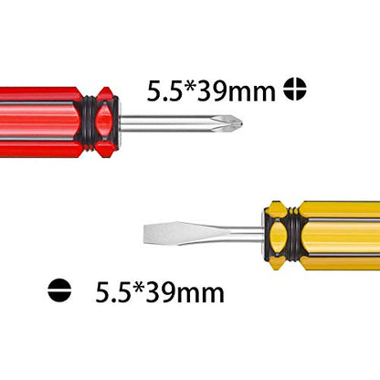 Short Screwdriver Set: Two-Color Small Handle Stubby Screwdriver - Phillips & Flat Head - size: Pocket Size